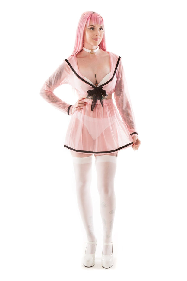 Ayumi Pink Long Sleeve Seifuku Set - Curve - Agashi Shop