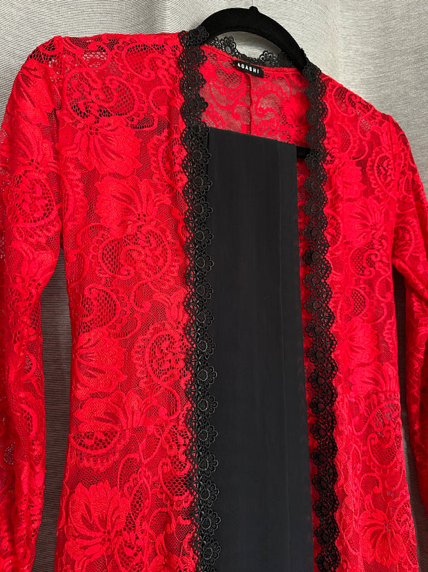 Clearance Sample Sale - Red Stretch Lace Dressing Gown Sample