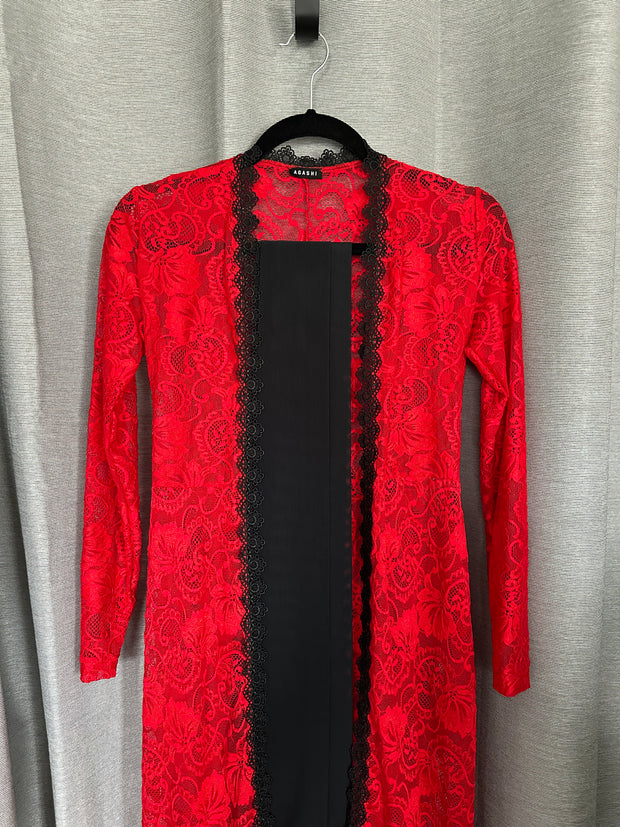 Clearance Sample Sale - Red Stretch Lace Dressing Gown Sample