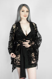 Black Bat Lace Winged Kimono - Agashi Shop