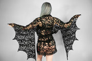 Black Bat Lace Winged Kimono - Agashi Shop