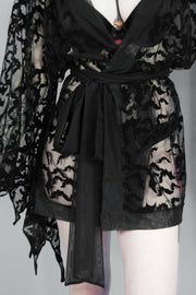 Black Bat Lace Winged Kimono - Agashi Shop