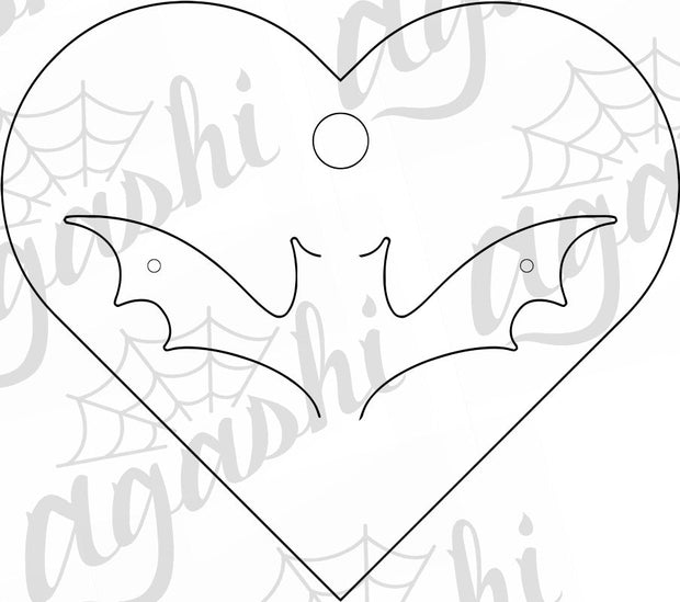 Heart Bat Wing Dangle Earring Card - Agashi Shop