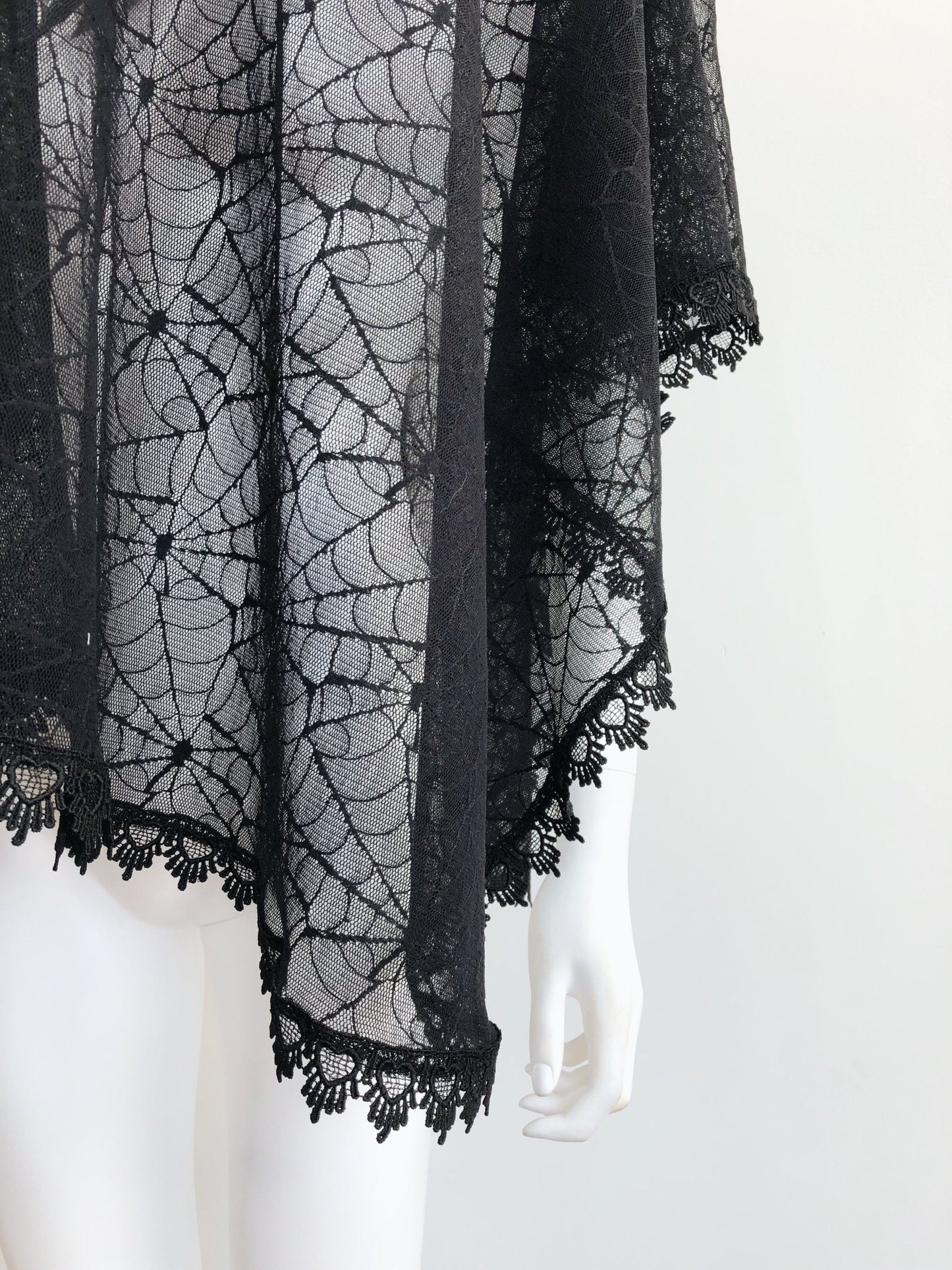 Set - Good Mourning Spiderweb Lace Veil & Goth In The Wind Hat - Agashi Shop