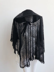 Set - Good Mourning Spiderweb Lace Veil & Goth In The Wind Hat - Agashi Shop