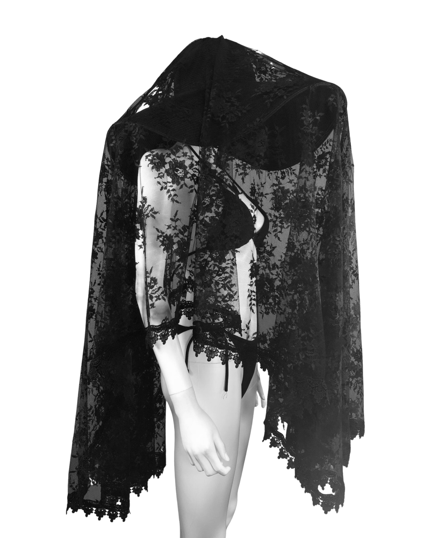 Set - Lydia Lace Veil & Some Like It Goth Hat - Agashi Shop