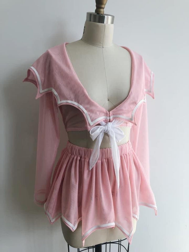 Special Edition Pastel Pink Ayumi Bat Wing Seifuku Set - Agashi Shop